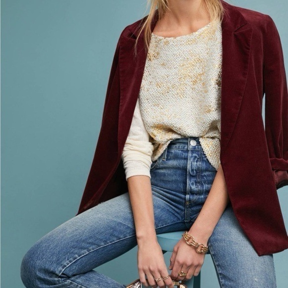 Anthropologie Akemi + Kin Foil-Printed Pointelle Top